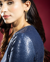 Gold-Plated Mint Green Stone Matte Earrings