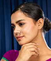 Ethnic Gold Plated White Pink Ad Nose Ring