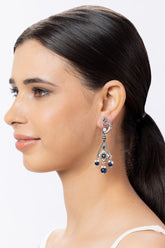 Antique Oxidized Blue Beaded Dangler Earrings