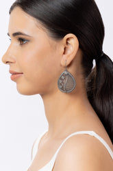 Pan Shape Oxidised Hanging Earring