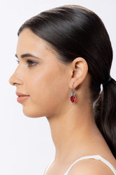 Red Stone Oxidised Hanging Earring