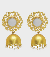 Traditional Gold Plated Grey Stud Jhumka Earring