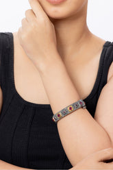 Dual Tone Silver Oxidised Bangle/Kada for Women