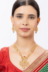 Rajwadi Antique Golden Rani Haar Necklace Set