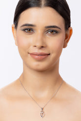 Heart And Leaf Shaped Silver Pendant Necklace