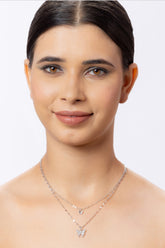 Stylish Silver Polish Butterfly Pendant Chain Necklace