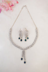 Vogue American Diamonds Blue Necklace Set With Earring