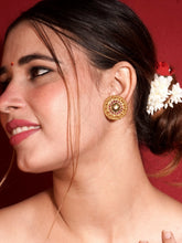 Gold Plated Ruby Emerald Studded Earrings