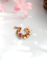 24k Ethnic Maharashtrian Gold Plated Zircon Stone Nath