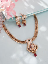24k Gold-Plated Ruby & Emerald Circular Necklace Set