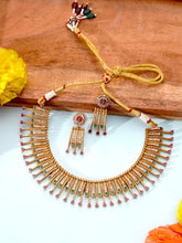 24k Gold-Plated Zircon & Green Emerald Jewelry Set with Pink Accents