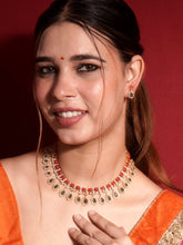 Gold-Plated Red & Green Emerald Zircon Jewelry Set