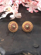 24k Gold-Plated Flower Earrings with Radiant Red Stones