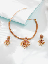Gold-Plated Traditional Jewelry Set with Ruby, Emerald, and Kundan Accents