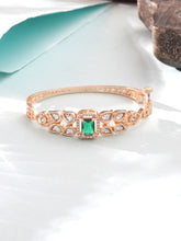 24k Gold-Plated Bracelet with Green Kundan Stones (Openable)