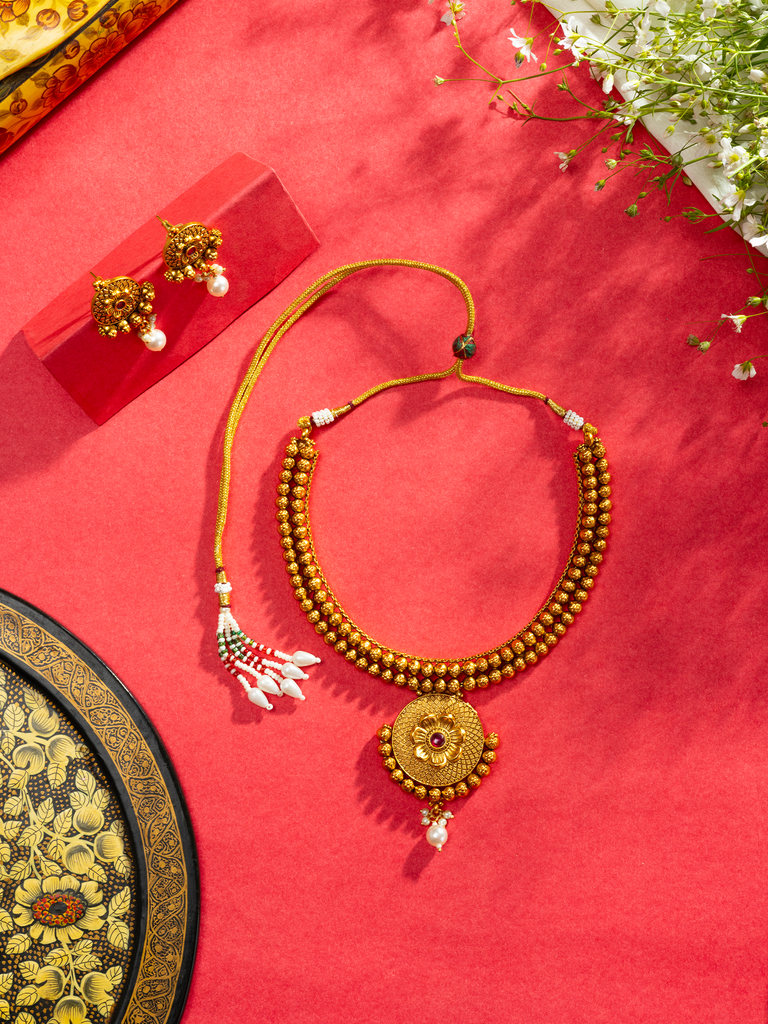 Gold Plated Necklace and Earrings Set