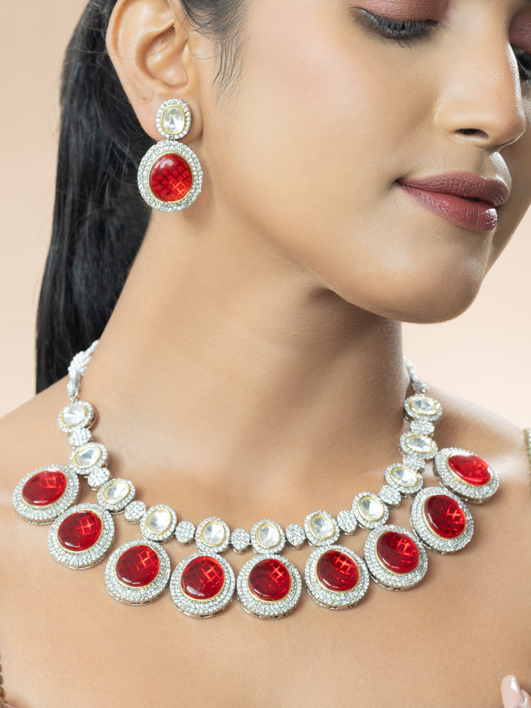 Red Necklace and Earring Set