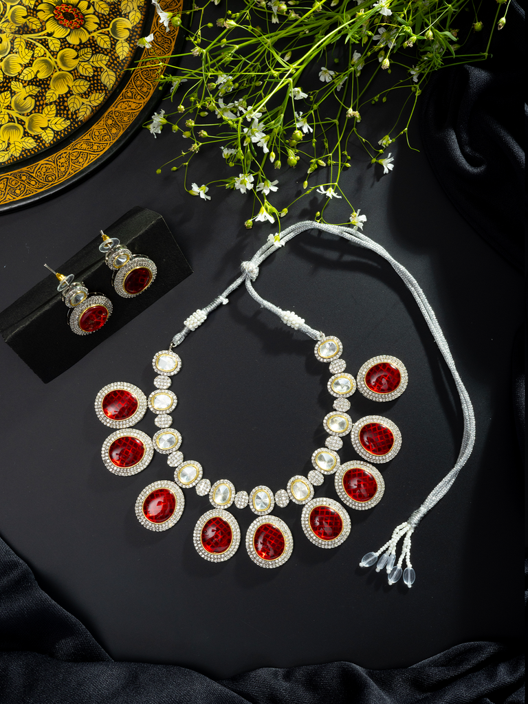 Red Necklace and Earring Set