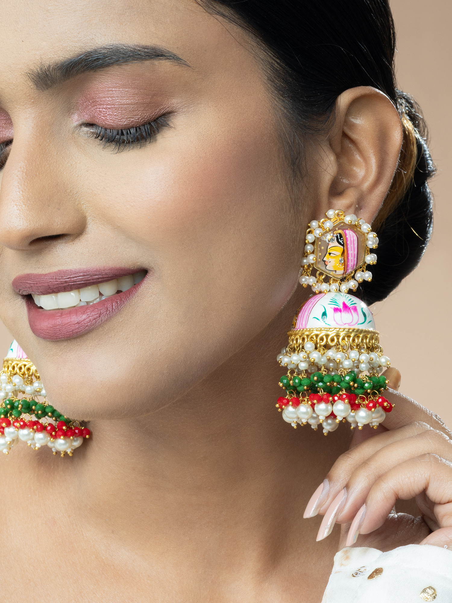 White Jhumka Earrings