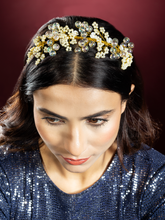 24K Gold Plated white Floral Hair Band