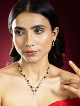 Black Rhodium-Plated White CZ Necklace Set with Earrings