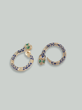 Gold-Plated Green Eyed Snake Earrings