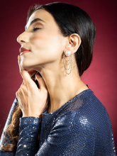 Gold Plated Multi-Layered Pearl and White Zircon Earrings