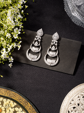 Rhodium Plated Lotus Design Earrings with American Diamonds