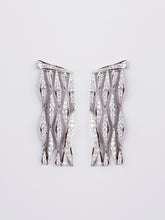 Long American Diamond Earrings with Rhodium Plating