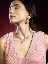 Rhodium Plated White American Diamond Necklace Set