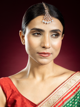 Rose Gold White American Diamond & Pearl Maang-Teeka