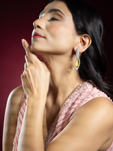 Rhodium Plated White and Yellow American Diamond Earrings