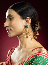 Ruby and Pearl Earring with Triple Layer Chain