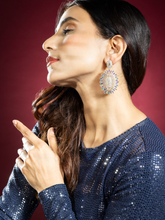 Gold-Plated White Glass Sparkling Starlite Earrings