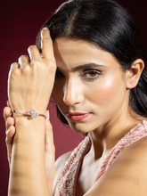 Rhodium-Plated White American Diamond Floral Bracelet