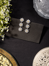 White and Yellow Floral Design American Diamond Earrings