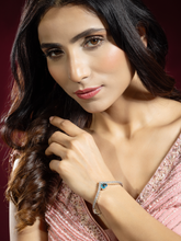 Blue American Diamond V Shaped Bracelet