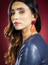 Orange and Maroon Water Drop Earrings