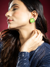 Green & Yellow Floral Epoxy Earrings