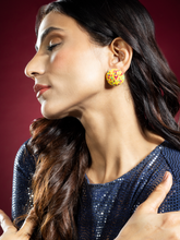 Multicolour Bead Yellow Round Earrings