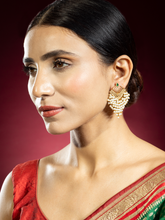 24K Gold-Plated Antique Emerald and Pearls Earrings