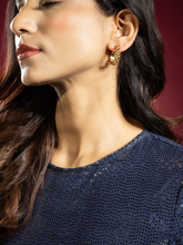 24K Gold-Plated Interlock Pattern Round Earrings