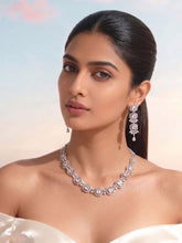 White American Diamond Necklace Set With Earrings