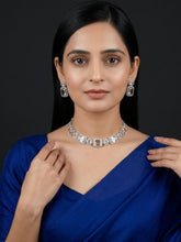 Rhodium Plated White AD Necklace Set