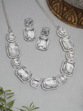 Rhodium Plated White AD Necklace Set