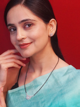 Rhodium Plated White CZ Mangalsutra and Earrings Set