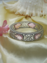 Rhodium Plated Pink and White American Diamond Kada