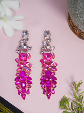 Long Pink Floral Earrings