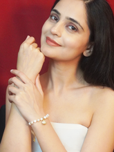 Gold-Plated Bracelet with White Faux Pearl and CZ Bracelet