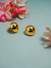 Gold-Plated Clip-On Round Stud Earrings